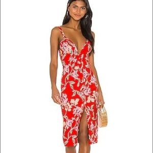 Lantana Midi Dress in Red Jessa Floral Privacy Please